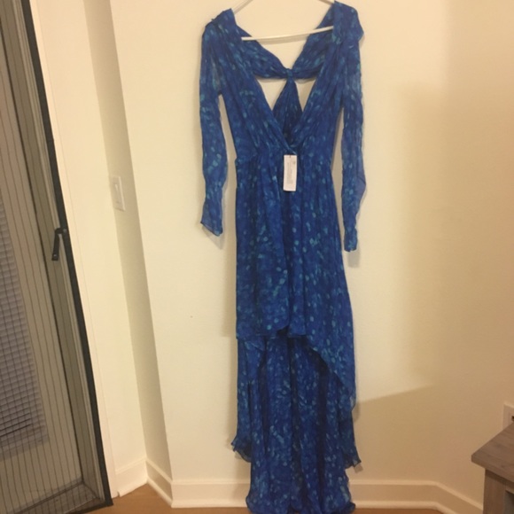 NWT joy Cioci Mariana hi-low blue sparkle gown sz4 - Picture 7 of 12